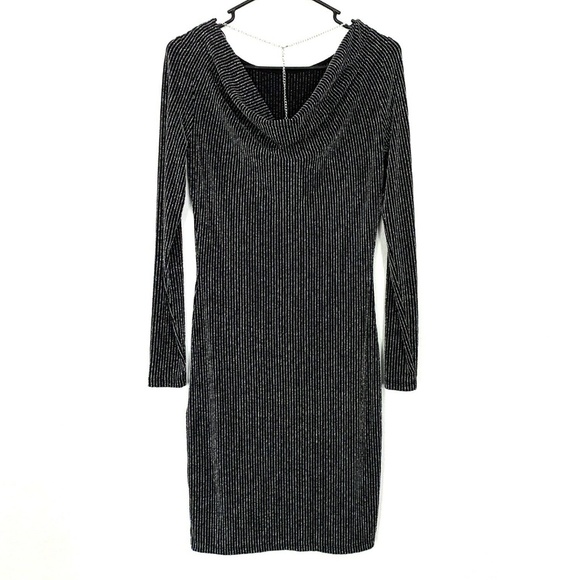 Michael Kors Black Metallic Stripe Cowl Back Dress - Picture 7 of 9